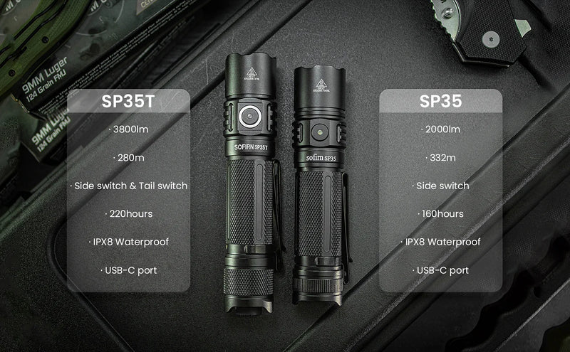 Sofirn SP35T Rechargeable Tactical Flashlight 3800 Lumens