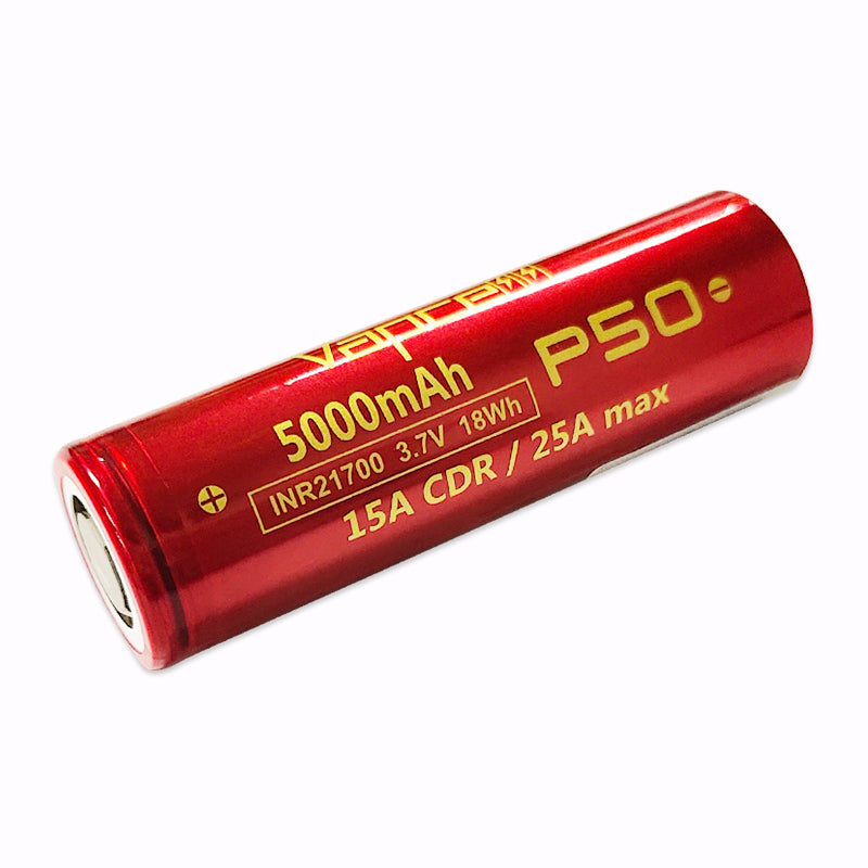 Vapcell P50 21700 5000mAh 15A/25A Flat Top Rechargeable Battery