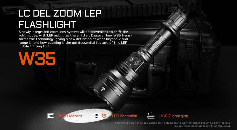 Acebeam W35 LC DEL Zoom LEP Flashlight 800 Lumens (Limited Edition)