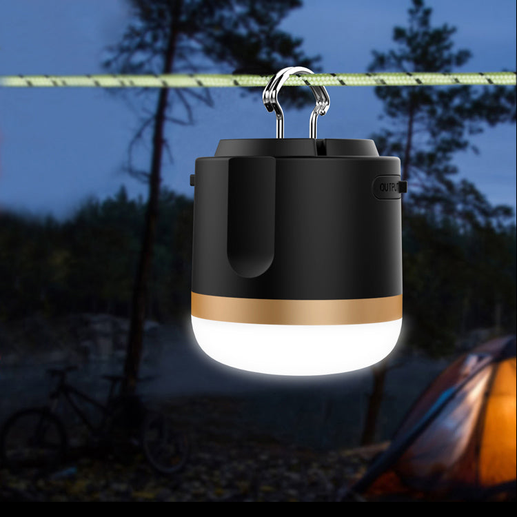 M1 Multifunctional LED Rechargeable Camping Light 7200mAh Li-Polymer Battery Bank 660 Lumens (Black)