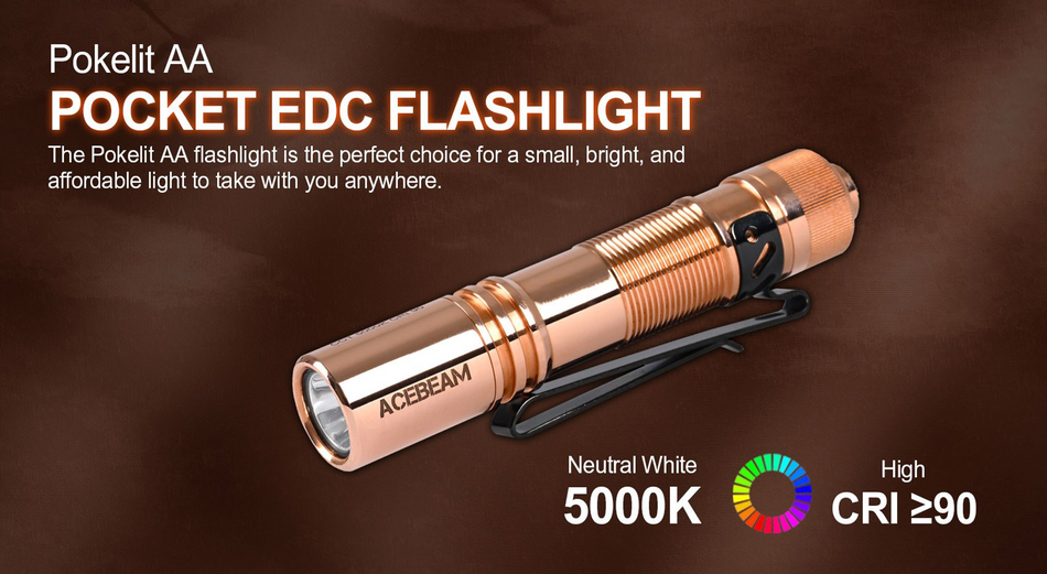 Acebeam Pokelit AA Copper Nichia 519A 500 Lumens
