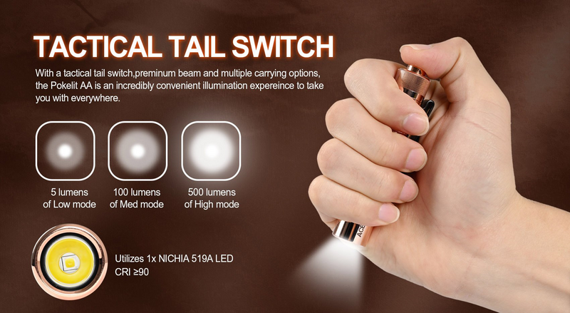 Acebeam Pokelit AA Copper Nichia 519A 500 Lumens
