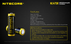 Nitecore NL1475R 750mAh 14500 Micro-USB Rechargeable Battery