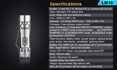 Lumintop LM10 10 Years Anniversary 2800 Lumens Titanium Flashlight Sandblasted