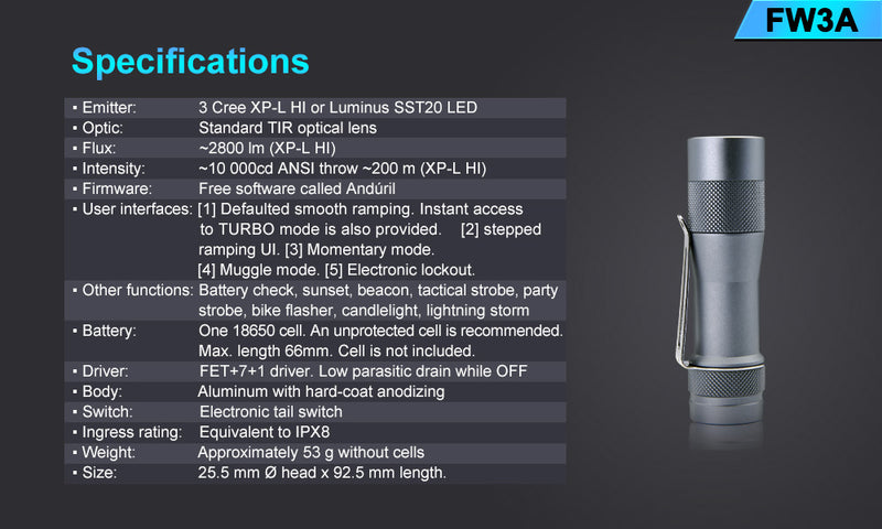Lumintop FW3A Titanium 2800 Lumens