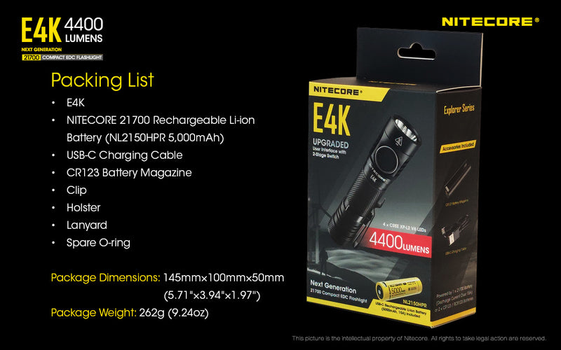 Nitecore E4K 4400 Lumens