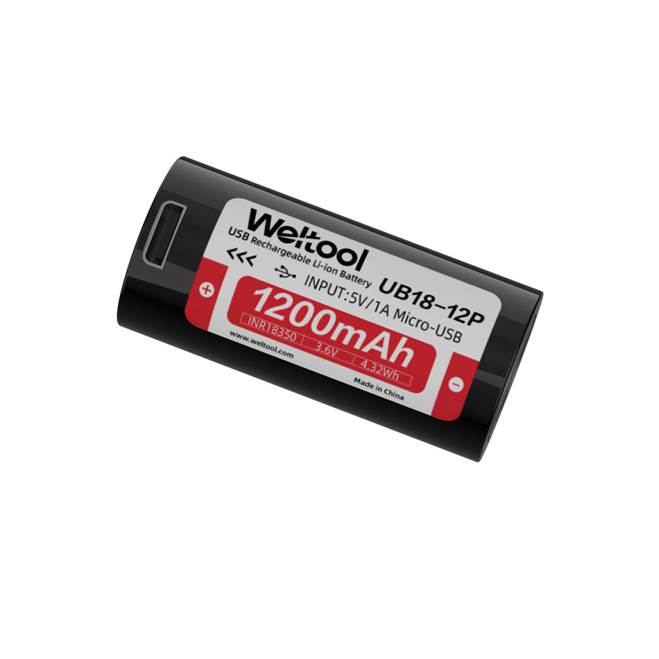 Weltool UB18-12P 1200mAh USB Rechargeable (18350) Li-ion Battery