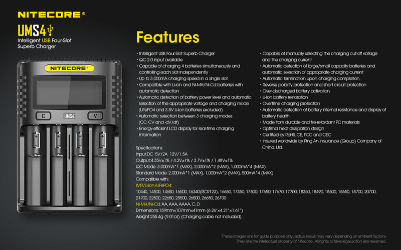 Nitecore UMS4 USB Four-Slot USB Fast Charger