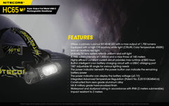 Nitecore HC65 V2 1750 Lumens USB-C Rechargeable Headlamp