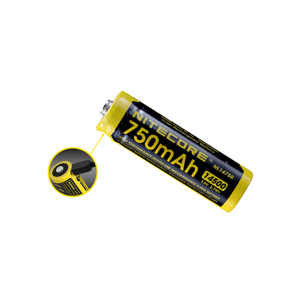 Nitecore NL1475R 750mAh 14500 Micro-USB Rechargeable Battery