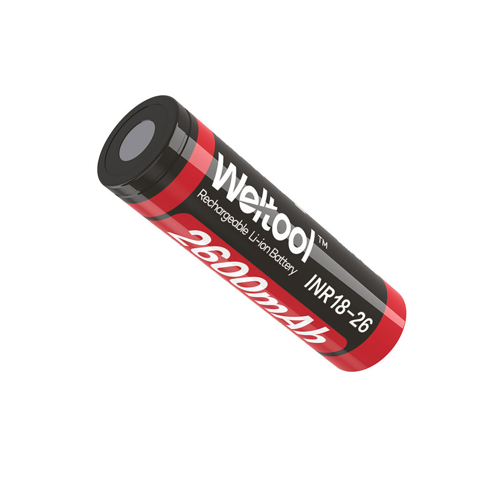 Weltool INR18-26 (18650) 2600mAh 3.65V Rechargeable Battery Flat Top