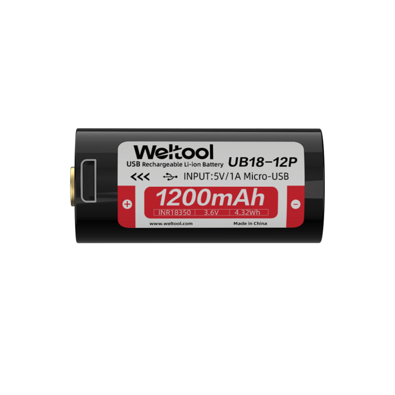 Weltool UB18-12P 1200mAh USB Rechargeable (18350) Li-ion Battery