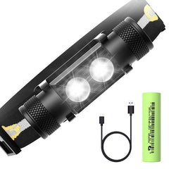 Headlamp Kit with Rechargeable Battery 2000 Lumens (Black)