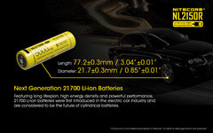 Nitecore NL2150R 5000mAh USB-C Rechargeable 21700 Battery