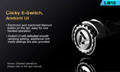 Lumintop LM10 10 Years Anniversary 2800 Lumens Titanium Flashlight Sandblasted