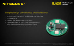 Nitecore NL1475R 750mAh 14500 Micro-USB Rechargeable Battery