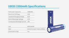 XTAR 18650 3300mAh Rechargeable Li-ion Battery