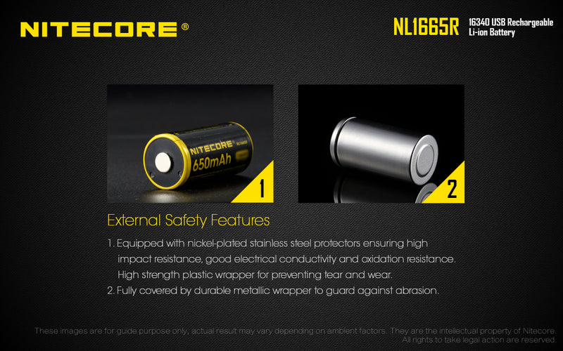 Nitecore NL1665R 650mAh 16340 Micro-USB Rechargeable Battery