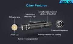 Lumintop EDC AA 600 Lumens Flashlight Nichia 219 CT (NW)