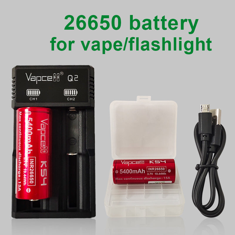 Vapcell K54 26650 15A 5400mAh Flat Top Rechargeable Battery