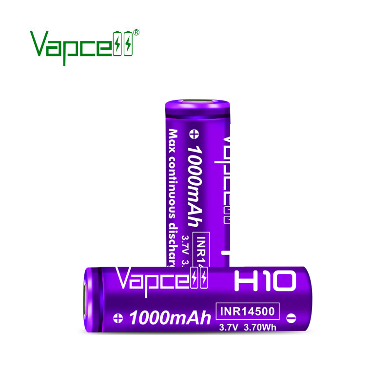 Vapcell H10 INR14500 1000mah 10A High Drain Rechargeable Flat Top Battery