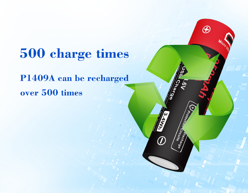Vapcell P1409A 14500 950mah Button Top USB Rechargeable Battery