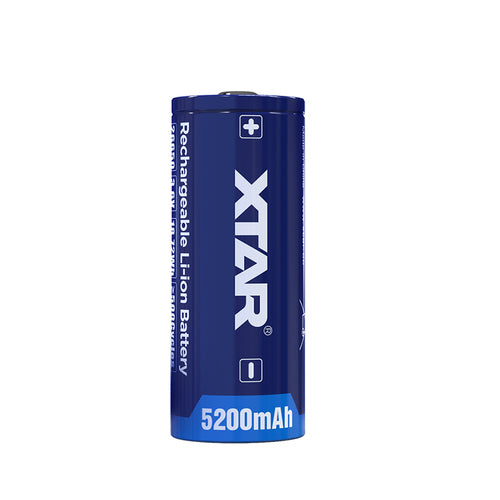 XTAR 26650 5200mAh Rechargeable Li-ion Battery Button Top