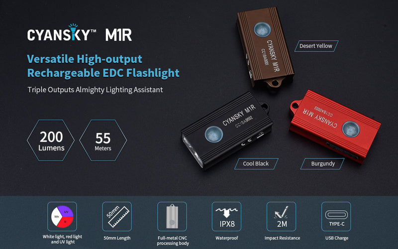 Cyansky M1R Multifunctional Keychain Light 200 Lumens