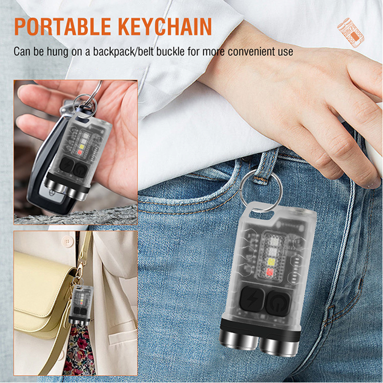 Boruit Model V3 EDC Fluorescent Multi-Functional Keychain Flashlight 900 Lumens