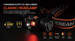 Acebeam H30 Headlamp Cool White 6500K +Two Auxiliary Red + Green 4000 Lumens