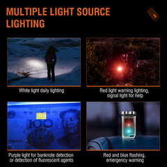 Boruit Model V3 EDC Fluorescent Multi-Functional Keychain Flashlight 900 Lumens