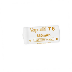 Vapcell 16340 T6 650mah 6A Rechargeable Button Top INR Battery