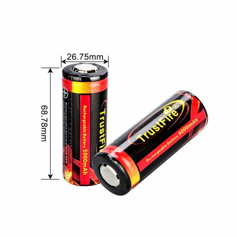Trustfire (26650) 5000 mAh Battery Rechargeable Lithium TF26650 3.7V With Protection Flat Top