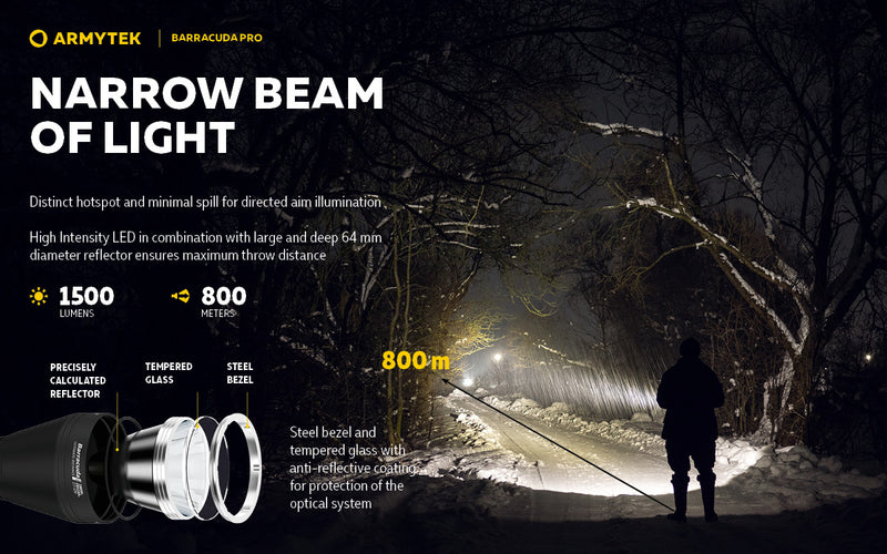 Armytek Barracuda Pro XHP35 HI CW 1500 Lumens Long Throw Search Light