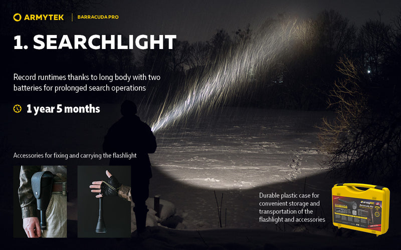 Armytek Barracuda Pro XHP35 HI CW 1500 Lumens Long Throw Search Light