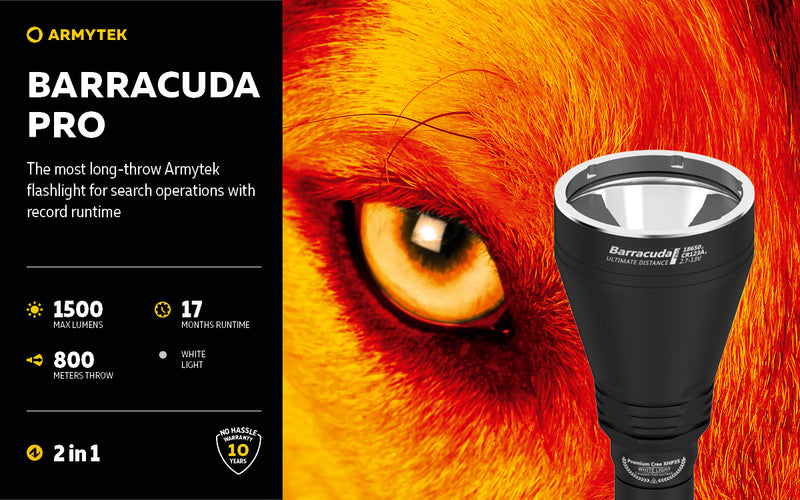 Armytek Barracuda Pro XHP35 HI CW 1850 Lumens Long Throw Search Light