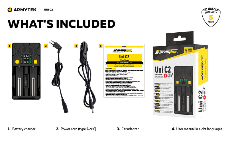 Armytek Uni C2 Plug Battery Charger (Type A)