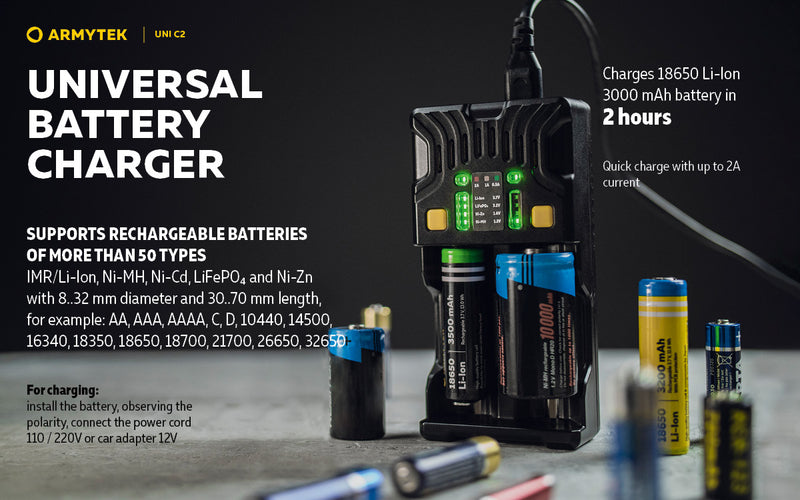 Armytek Uni C2 Plug Battery Charger (Type A)