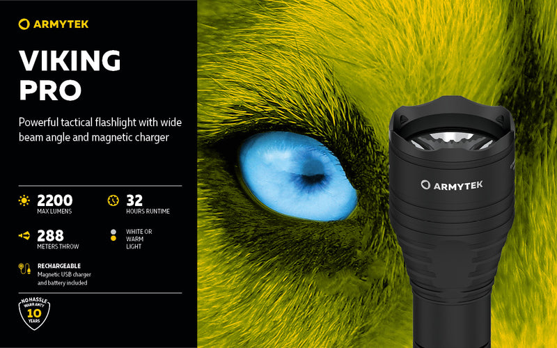 Armytek Viking Pro Magnet USB Tactical Flashlight with Battery 2200 Lumens