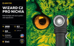 Armytek Wizard C2 Pro Nichia Magnet USB EDC Flashlight with Battery 1600 Lumens