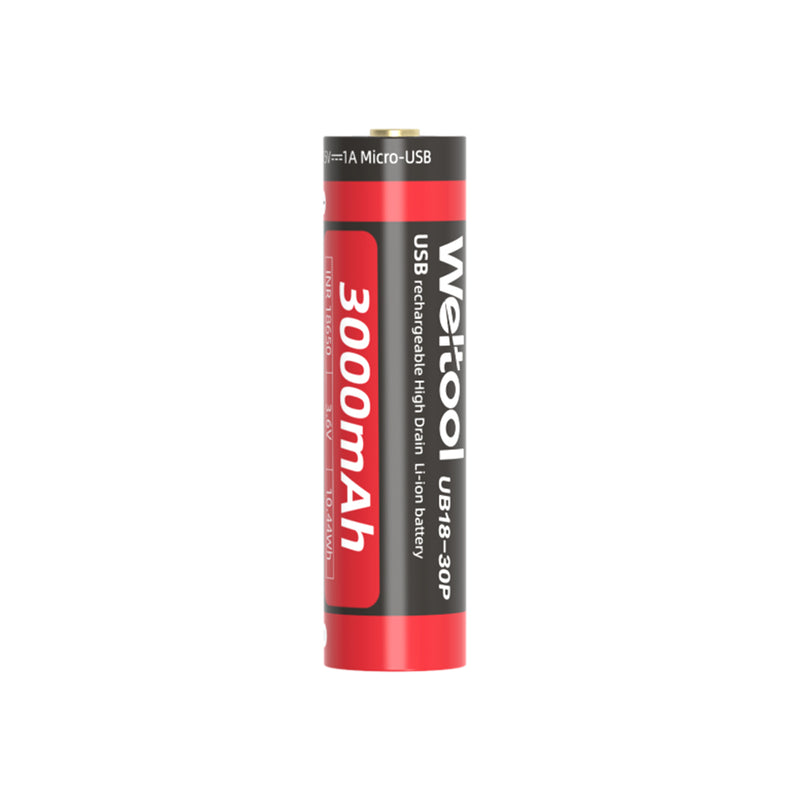 Weltool UB18-30P High Drain 10A 3000mAh USB Rechargeable (18650) Li-ion Battery