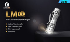 Lumintop LM10 10 Years Anniversary 2800 Lumens Titanium Flashlight Sandblasted