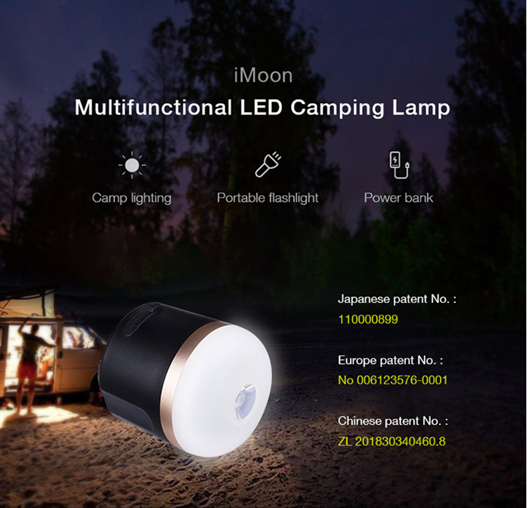 M1 Multifunctional LED Rechargeable Camping Light 7200mAh Li-Polymer Battery Bank 660 Lumens (Black)