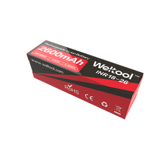 Weltool INR18-26 (18650) 2600mAh 3.65V Rechargeable Battery Flat Top