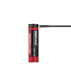 Weltool UB18-26 (18650) 2600mAh USB Rechargeable Li-ion Battery Button Top