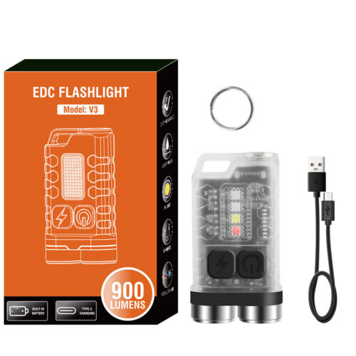 Boruit Model V3 EDC Fluorescent Multi-Functional Keychain Flashlight 900 Lumens
