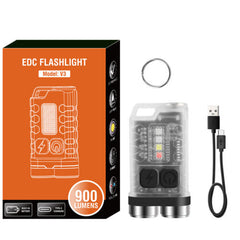 Boruit Model V3 EDC Fluorescent Multi-Functional Keychain Flashlight 900 Lumens