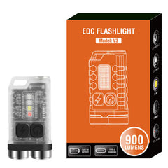 Boruit Model V3 EDC Fluorescent Multi-Functional Keychain Flashlight 900 Lumens